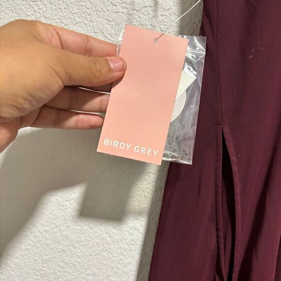 Birdy Grey  Cabernet Burgundy Spaghetti Chiffon Kaia Maxi Dress Plus Size 2X - Picture 10 of 16